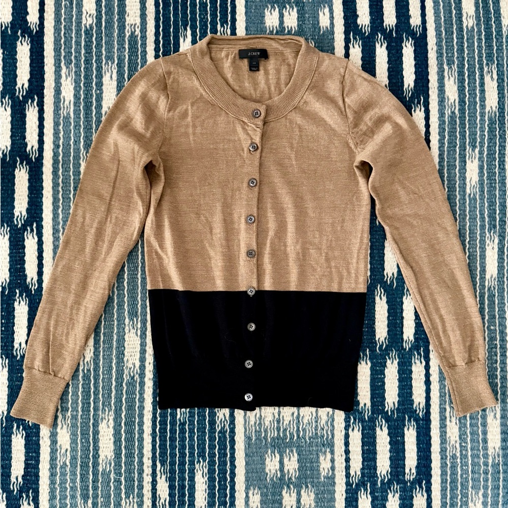 J. Crew Extra Fine Merino Color-block Cardigan XXS